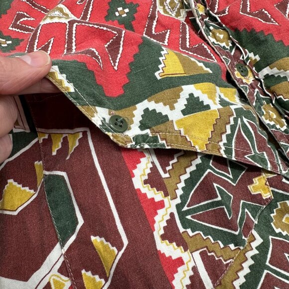 Vintage Saddlebrook XL Western Shirt Aztec Long Sleeve Button Up 90s Rodeo - Picture 6 of 7